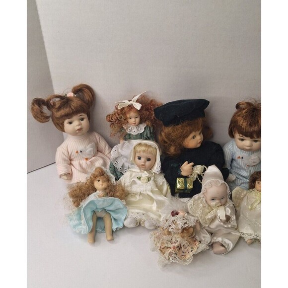 Vintage Porcelain China Doll Collection Set (Lot) 11 in Total, In Nice Condition - Picture 2 of 9